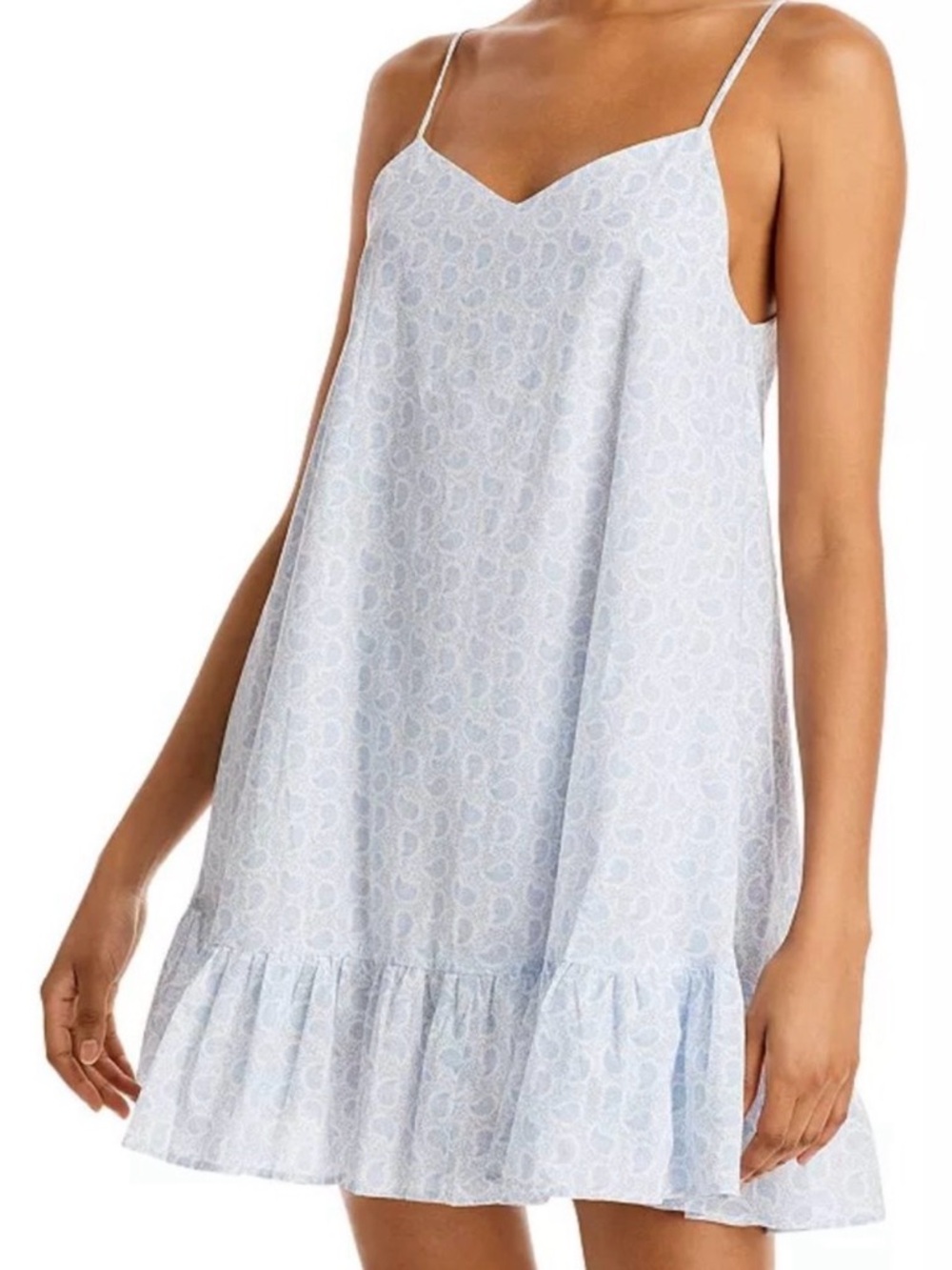 Aqua Summer Pale Blue Paisley Mini Slip Dress - Picture 3 of 7